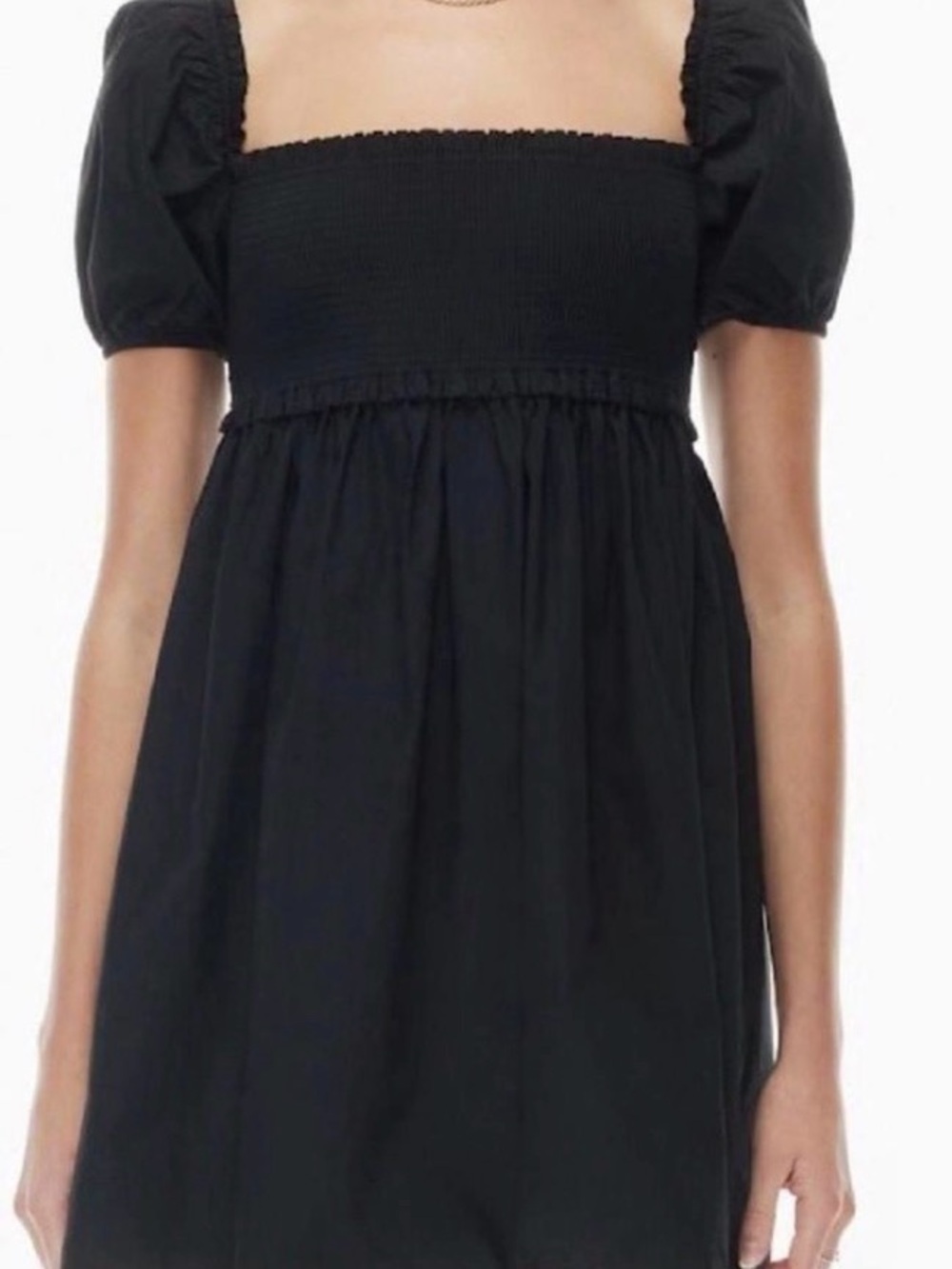 Aritzia Sunday Best Black Smocked Bodice Puff Sleeve Dress womens sZ med